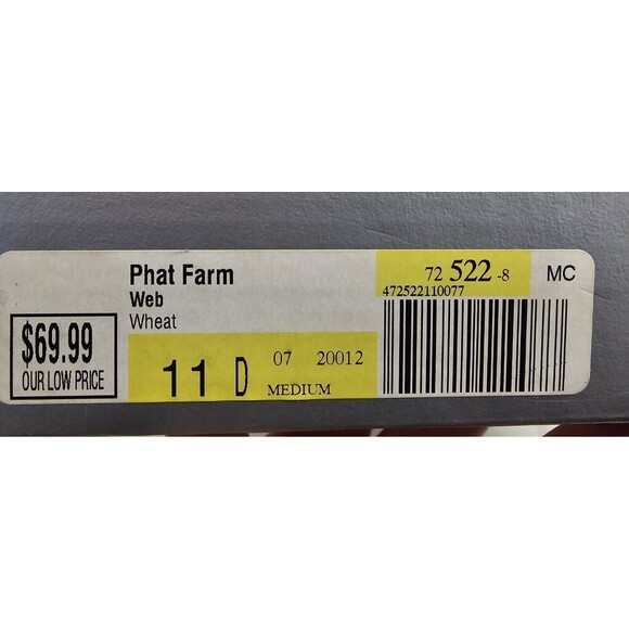 Phat Farm Mens Vintage Leather Tan Shoe Size 11 NOS NEW! Original Box - Picture 10 of 13